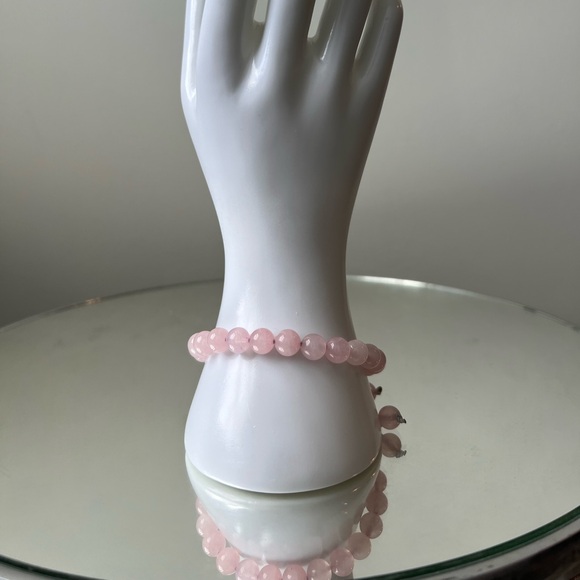 Handmade gemstone bracelet. This Rose Quartz braided bracelet is adjustable. - Picture 2 of 6